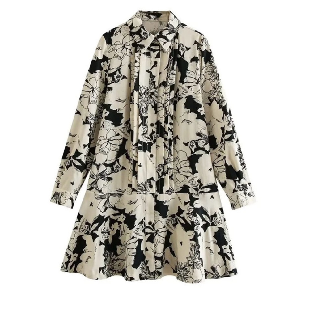 Zara Black and Cream Dress NWOT Size M - Picture 8 of 10